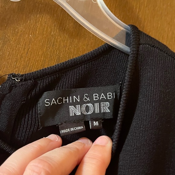 Sachin & Babi Noir Black Flutter Lace Midi Dress - Picture 3 of 7